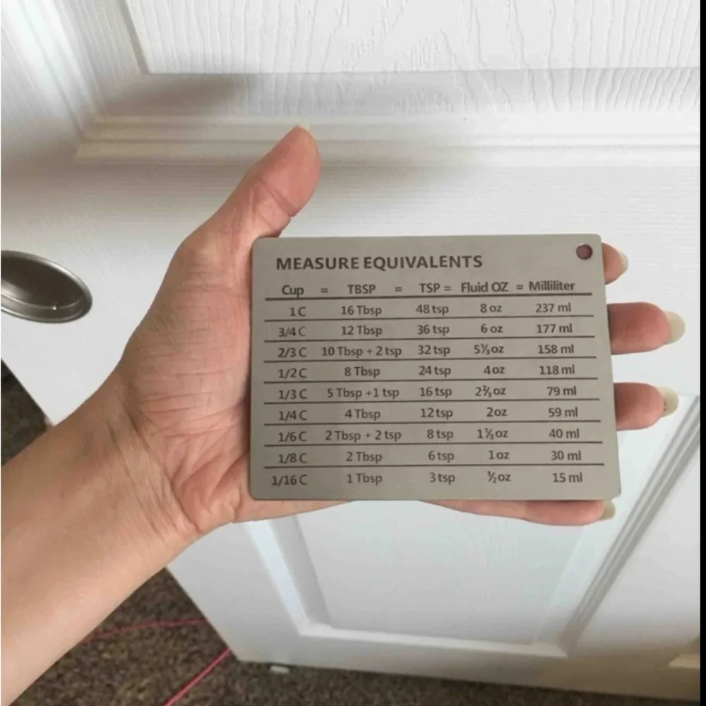 New Stainless Steel Silver Black Measure Equivalents Strong Baking Fridge Magnet